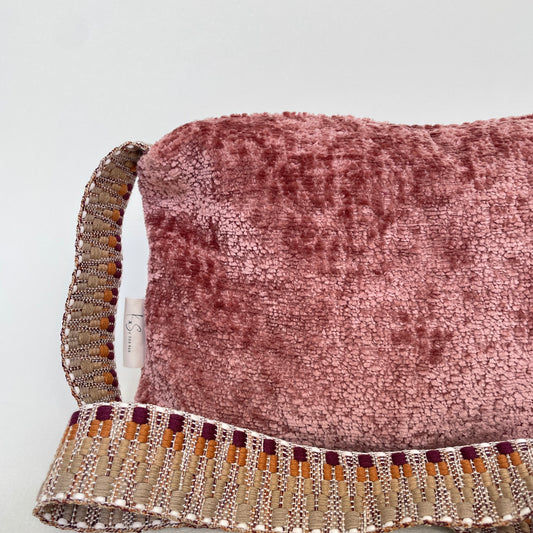 Clutch velvet grof oud roze